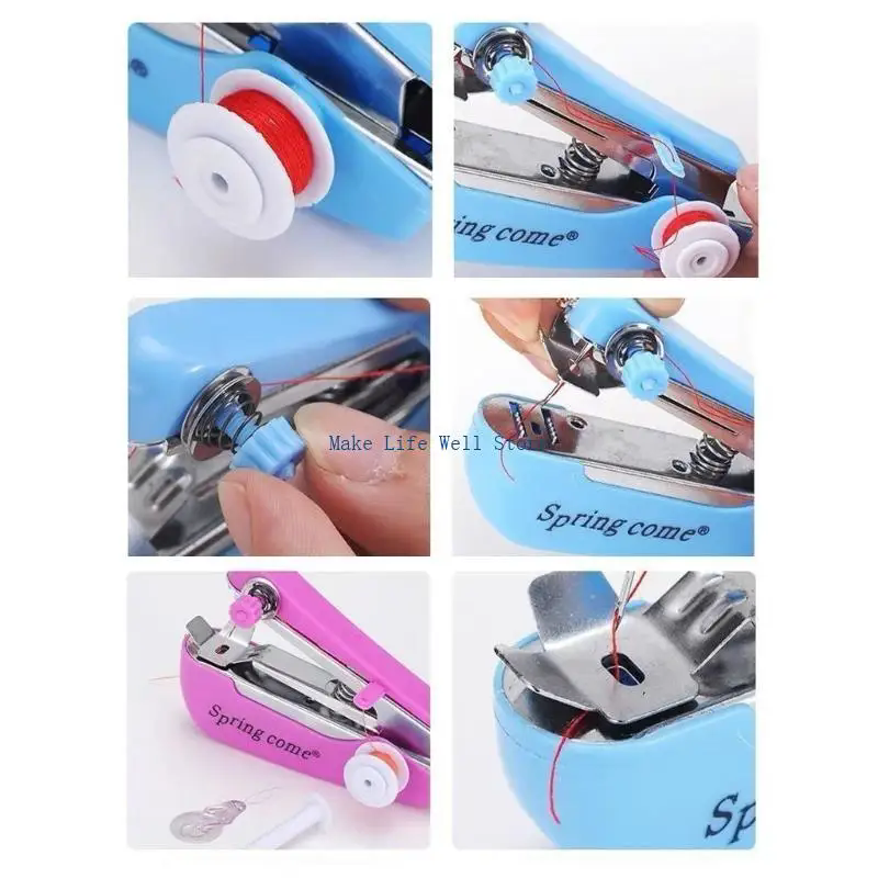 1PC  Household handheld sewing machine, portable outdoor clothing fabric DIY sewing tool, mini manual sewing machine