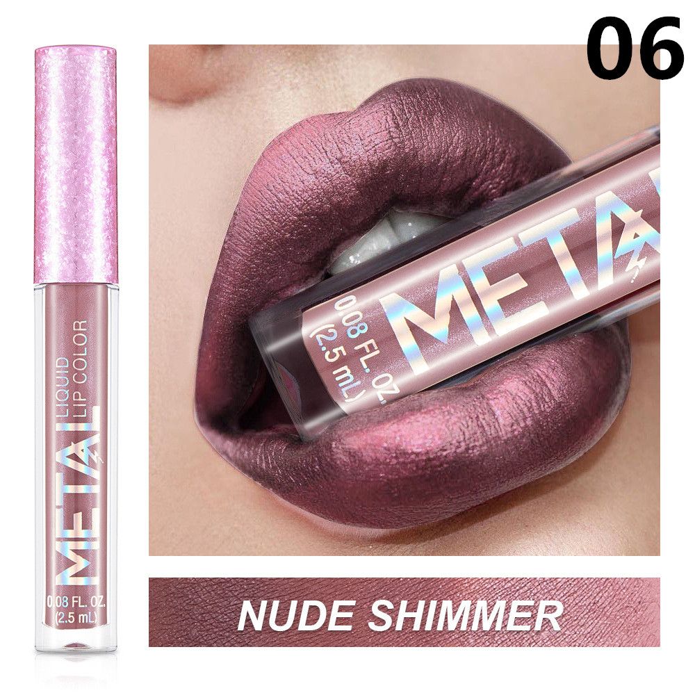 1PCMetallic Matte Lipstick Waterproof Pearl Lip Gloss Long Lasting Non-Stick Cup Lip Glaze Shimmer Glitter Lips Makeup Cosmetics B2-1073 view 9