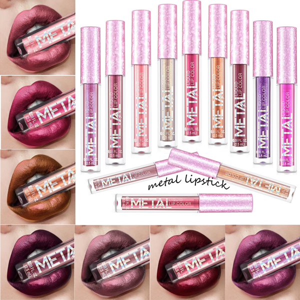 1PCMetallic Matte Lipstick Waterproof Pearl Lip Gloss Long Lasting Non-Stick Cup Lip Glaze Shimmer Glitter Lips Makeup Cosmetics B2-1073 view 2