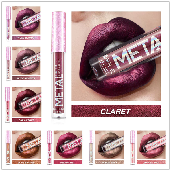 1PCMetallic Matte Lipstick Waterproof Pearl Lip Gloss Long Lasting Non-Stick Cup Lip Glaze Shimmer Glitter Lips Makeup Cosmetics B2-1073 view 3