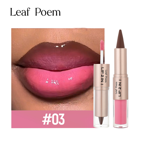 1PC 2in1 Lipstick Lip Gloss Lip Liner Contour Pencil Double Head Mirror Plumping Lip Glaze Crystal Lip Sexy Red Lips Tint Makeup B2-1033