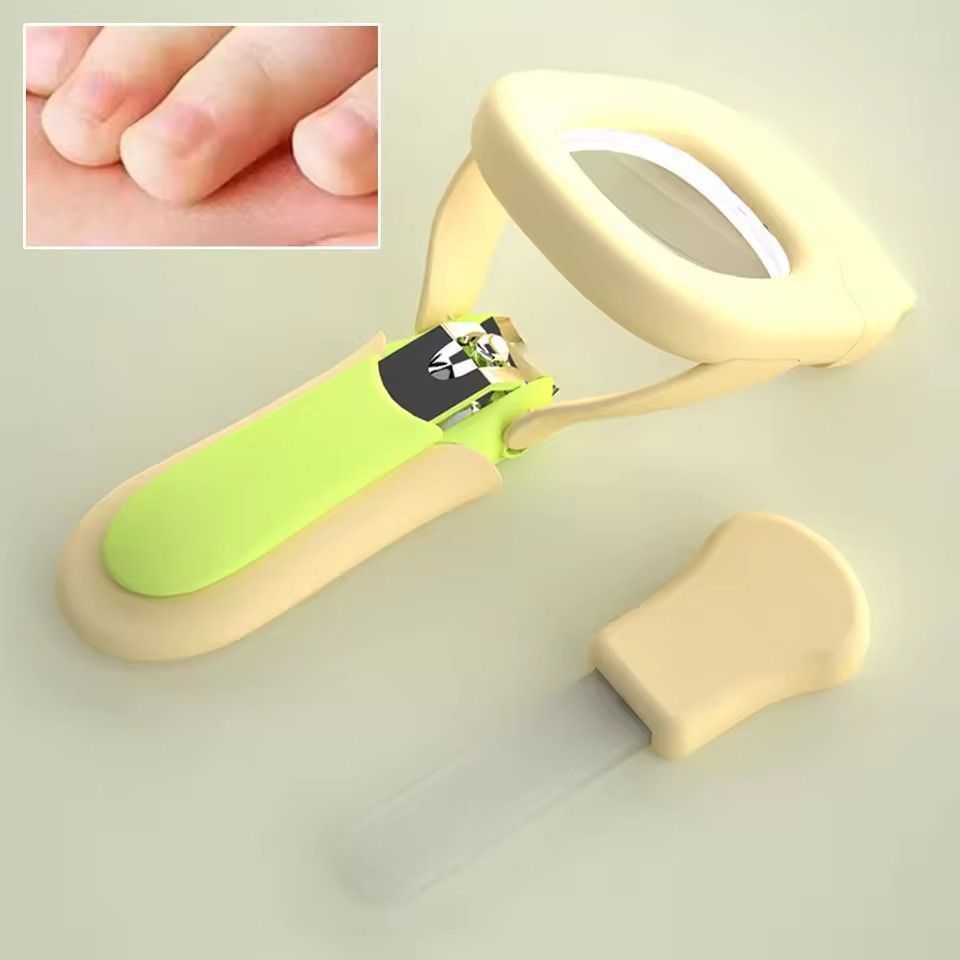 1PC Baby luminous nail clipper, stainless steel nail clipper, waterproof strap, magnifying glass, LED light nail clipper
