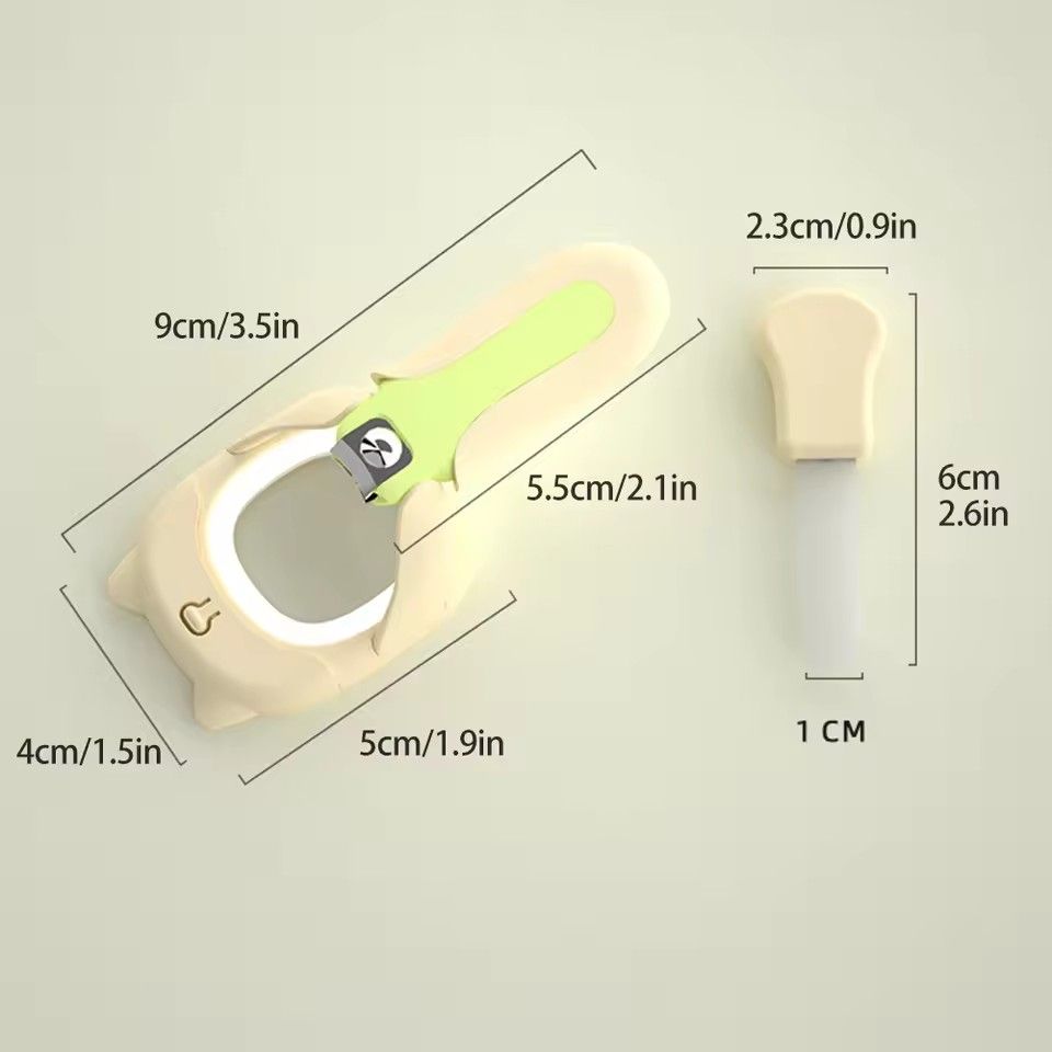 1PC Baby luminous nail clipper, stainless steel nail clipper, waterproof strap, magnifying glass, LED light nail clipper