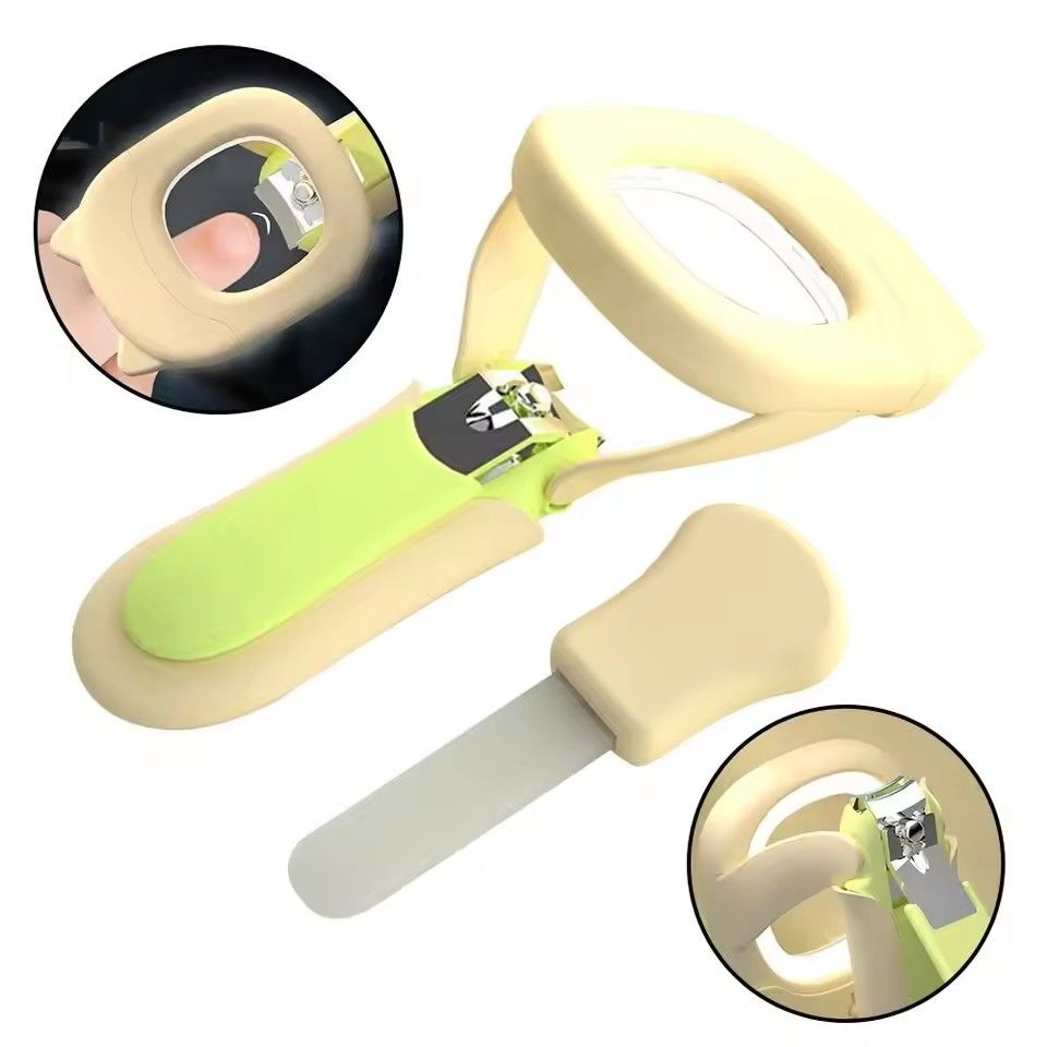 1PC Baby luminous nail clipper, stainless steel nail clipper, waterproof strap, magnifying glass, LED light nail clipper
