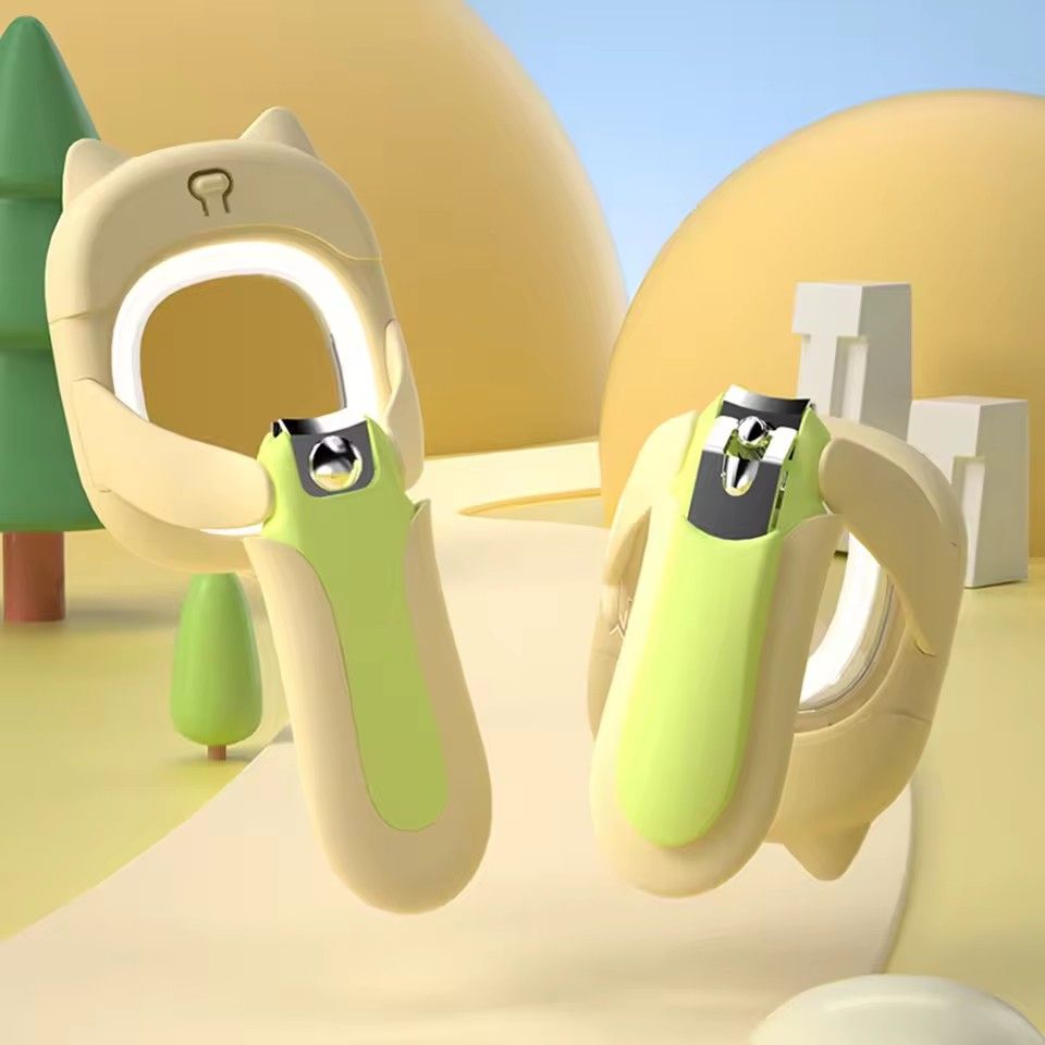 1PC Baby luminous nail clipper, stainless steel nail clipper, waterproof strap, magnifying glass, LED light nail clipper