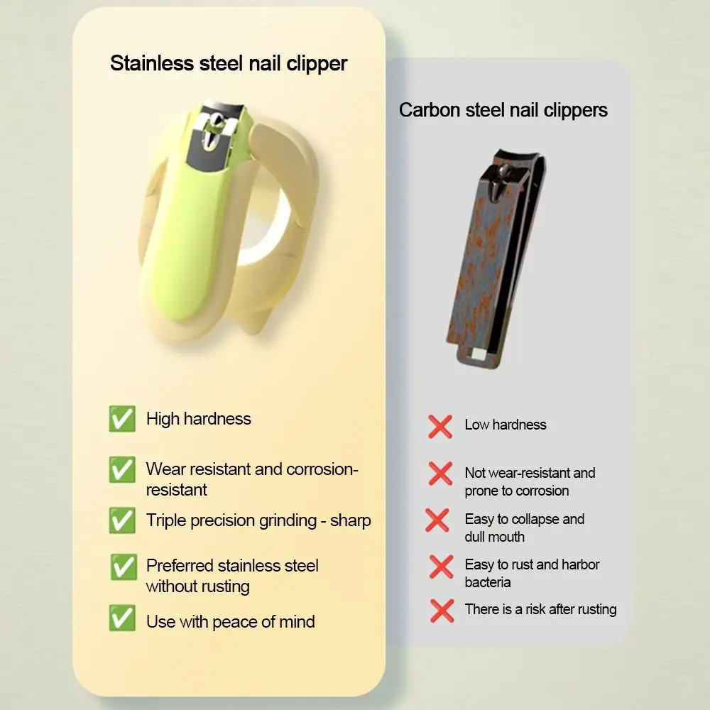 1PC Baby luminous nail clipper, stainless steel nail clipper, waterproof strap, magnifying glass, LED light nail clipper