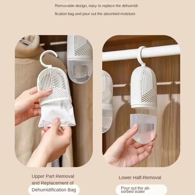1PC Reusable Hanging Dehumidifier Water Collector Hook Moisture Absorbers Dehumidifier Packs Anti-Mold for Home Kitchen Bathroom