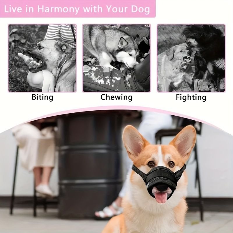 1PC Adjustable Dog Muzzle Breathable Dog Mouth Cover Muzzle Collar Anti Barking Pet Mouth Muzzles for Dogs Dog Accessories
