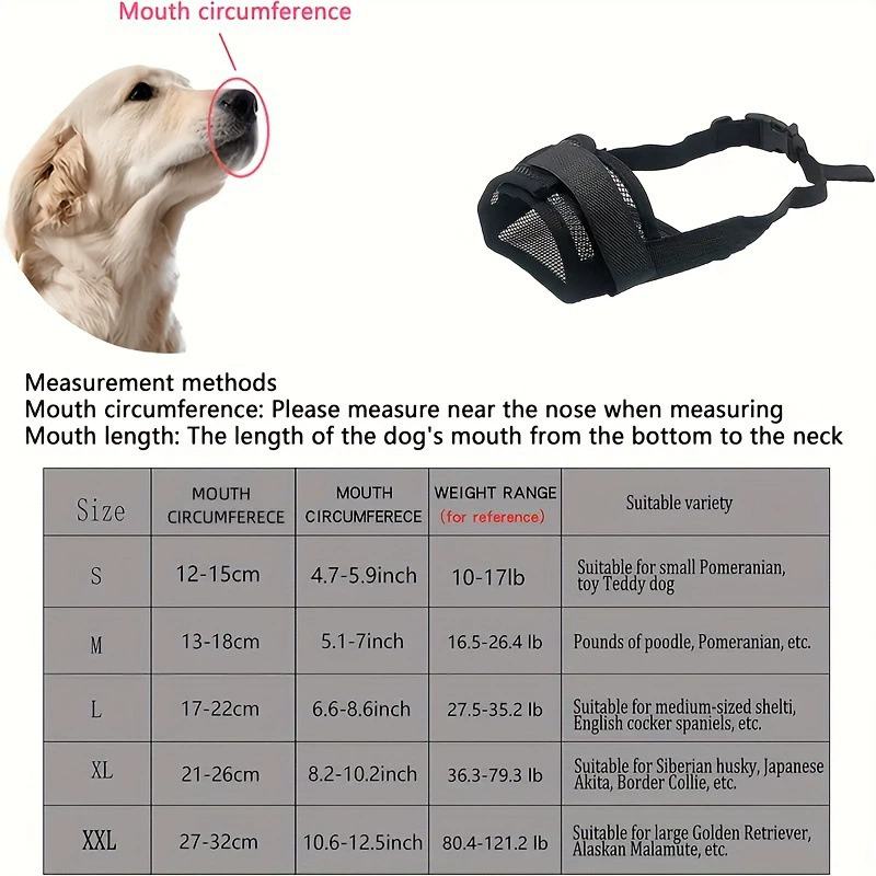 1PC Adjustable Dog Muzzle Breathable Dog Mouth Cover Muzzle Collar Anti Barking Pet Mouth Muzzles for Dogs Dog Accessories