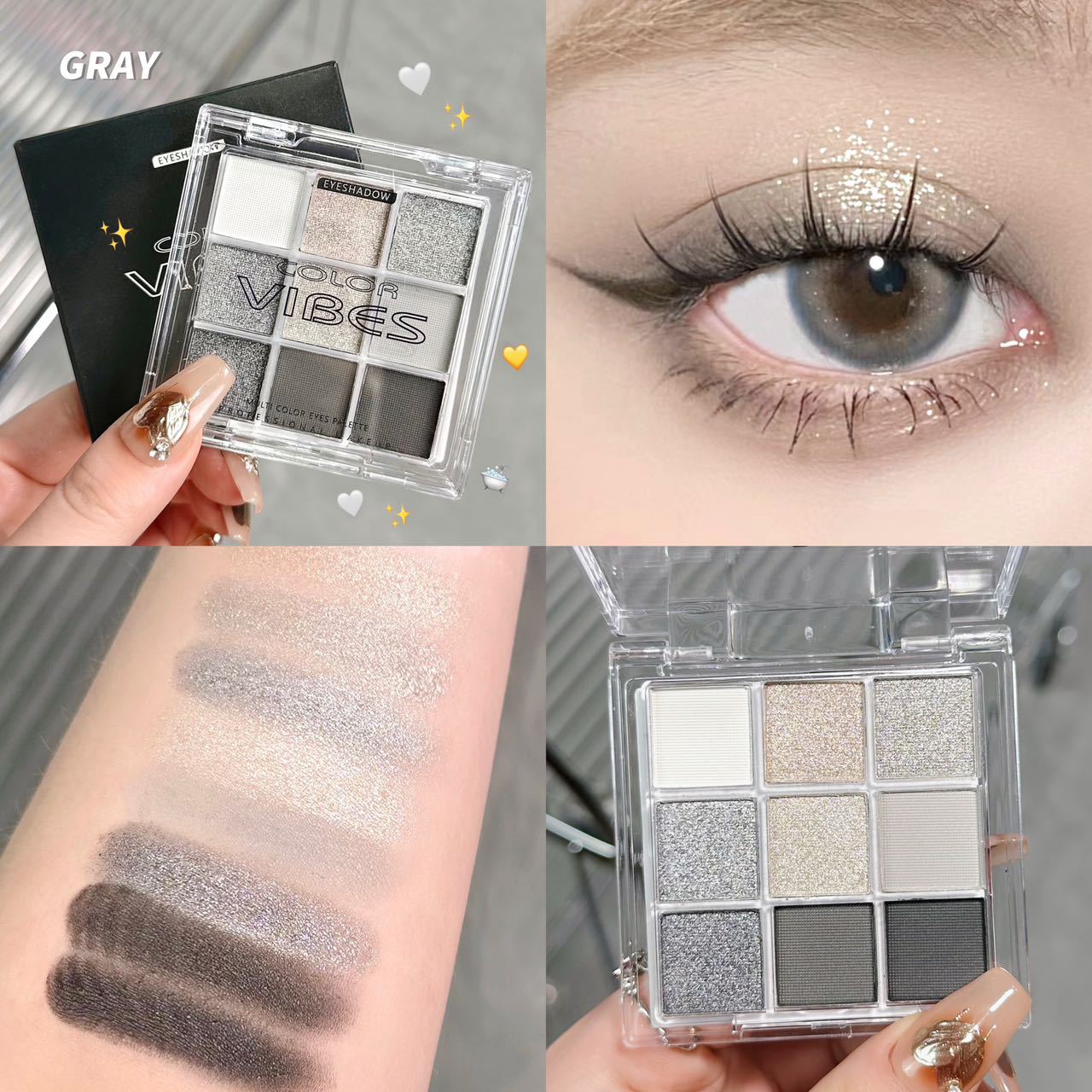 1PC  9 Colors Glitter Eyeshadow Palette  Violet Shimmer Pearlescent Matte Acrylic Eye Shadows Palette Waterproof Eye Make Up