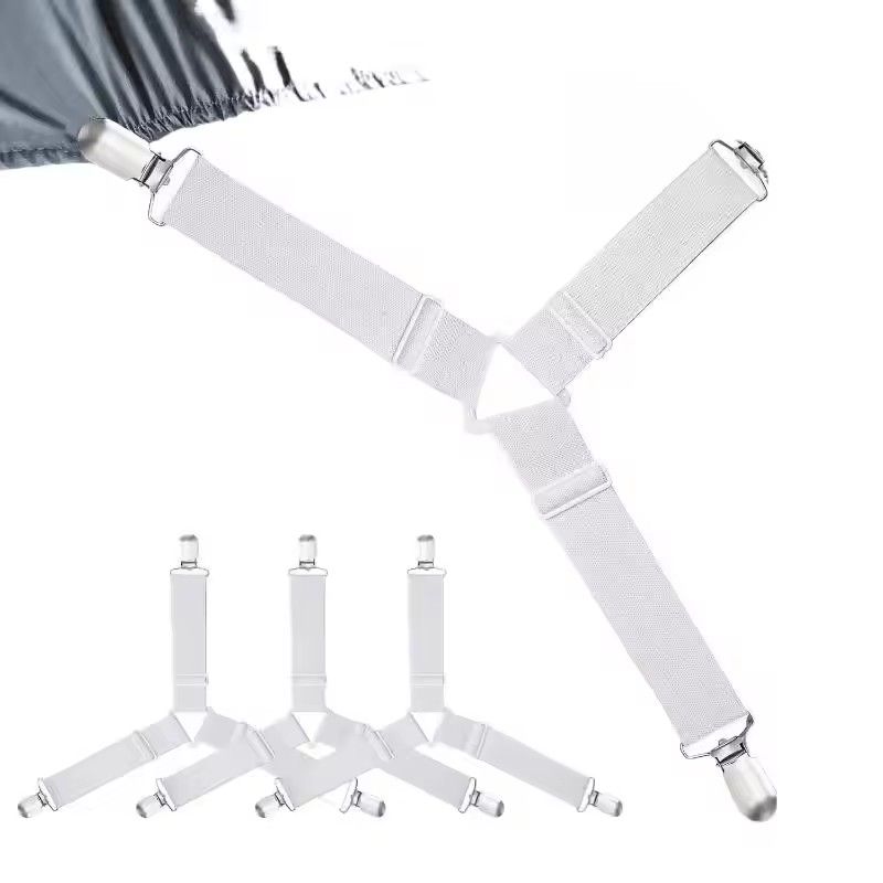 4PCS  3 clips Elastic Bed Sheet Holder Adjustable Mattress Clip Blankets Non-Slip Fixing Strap Tablecloth Sofa Cover Fixed Clamp