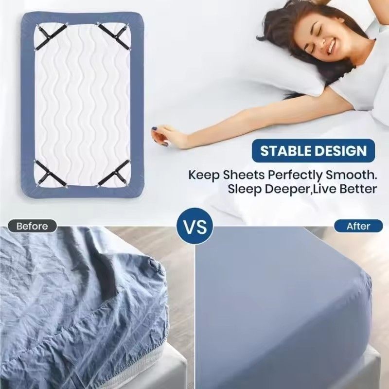 4PCS  3 clips Elastic Bed Sheet Holder Adjustable Mattress Clip Blankets Non-Slip Fixing Strap Tablecloth Sofa Cover Fixed Clamp