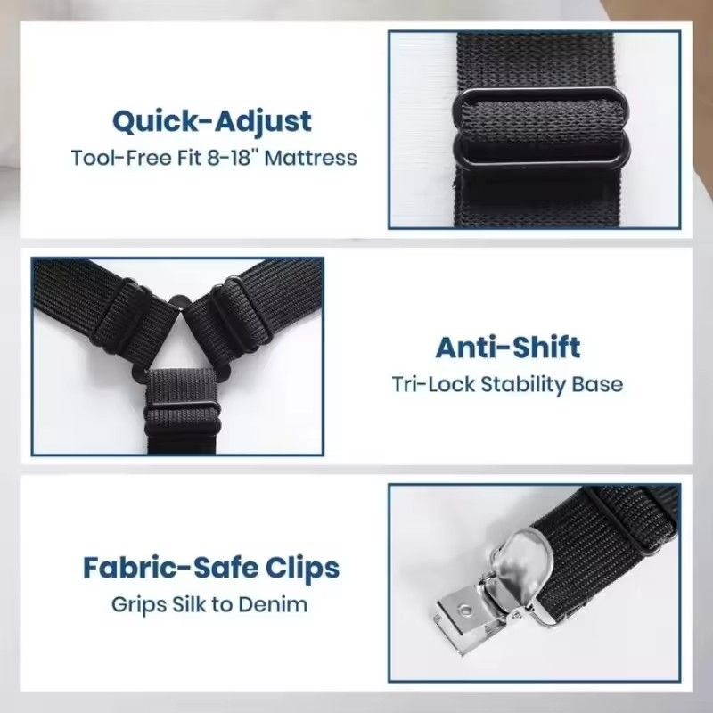 4PCS  3 clips Elastic Bed Sheet Holder Adjustable Mattress Clip Blankets Non-Slip Fixing Strap Tablecloth Sofa Cover Fixed Clamp