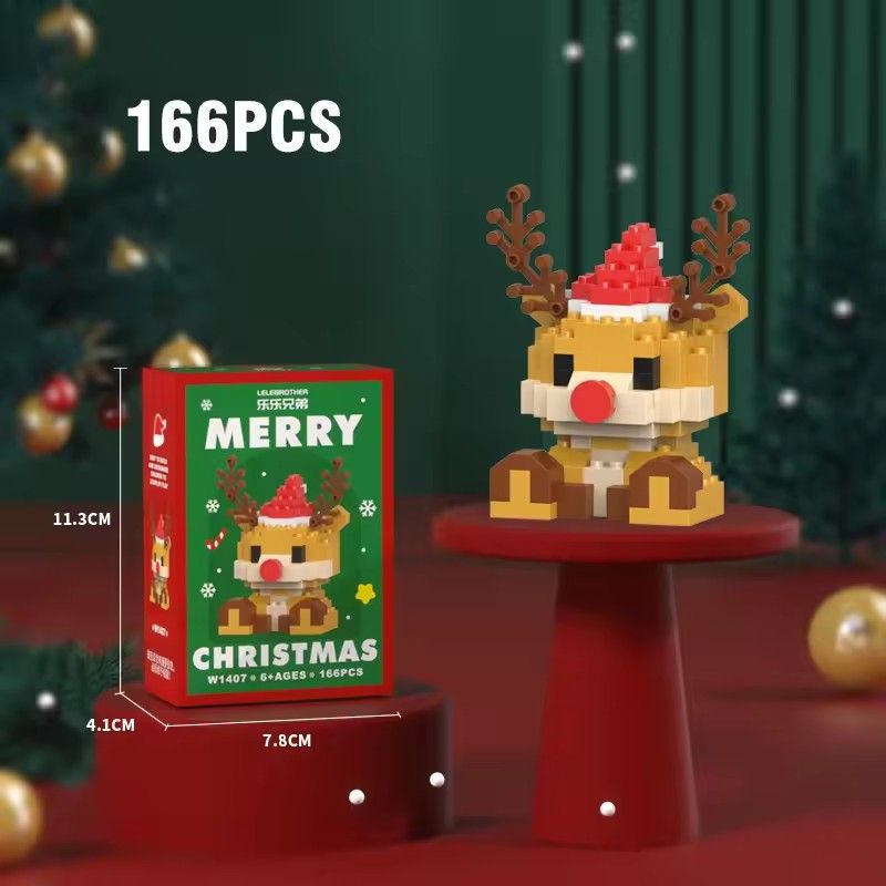 1PCChristmas Gifts Micro Building Block Series Santa Claus Reindeer Puzzle Assembling Bricks Table Decoration Toys Children Kids