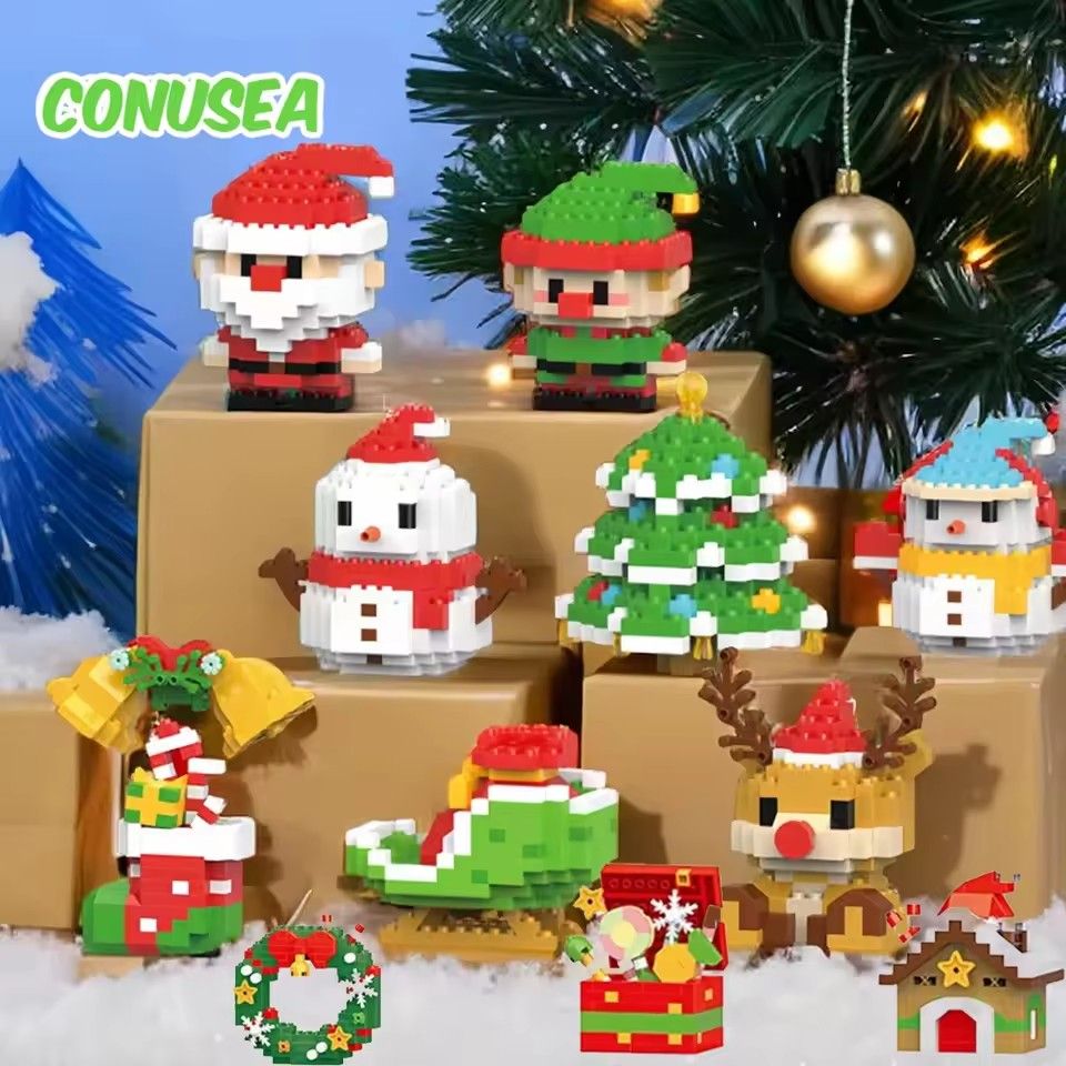 1PCChristmas Gifts Micro Building Block Series Santa Claus Reindeer Puzzle Assembling Bricks Table Decoration Toys Children Kids