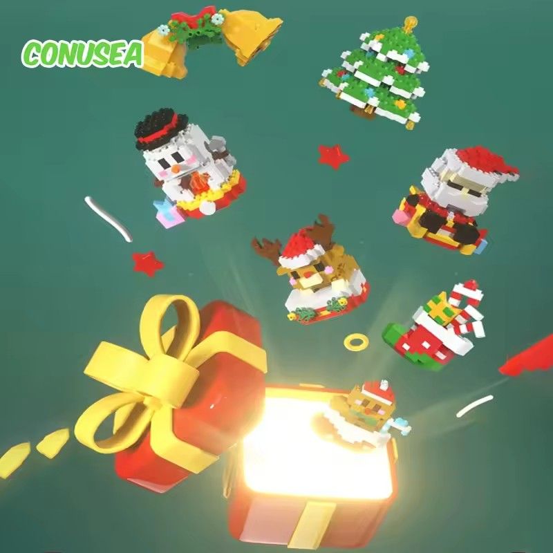 1PCChristmas Gifts Micro Building Block Series Santa Claus Reindeer Puzzle Assembling Bricks Table Decoration Toys Children Kids
