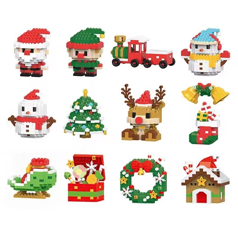 1PCChristmas Gifts Micro Building Block Series Santa Claus Reindeer Puzzle Assembling Bricks Table Decoration Toys Children Kids