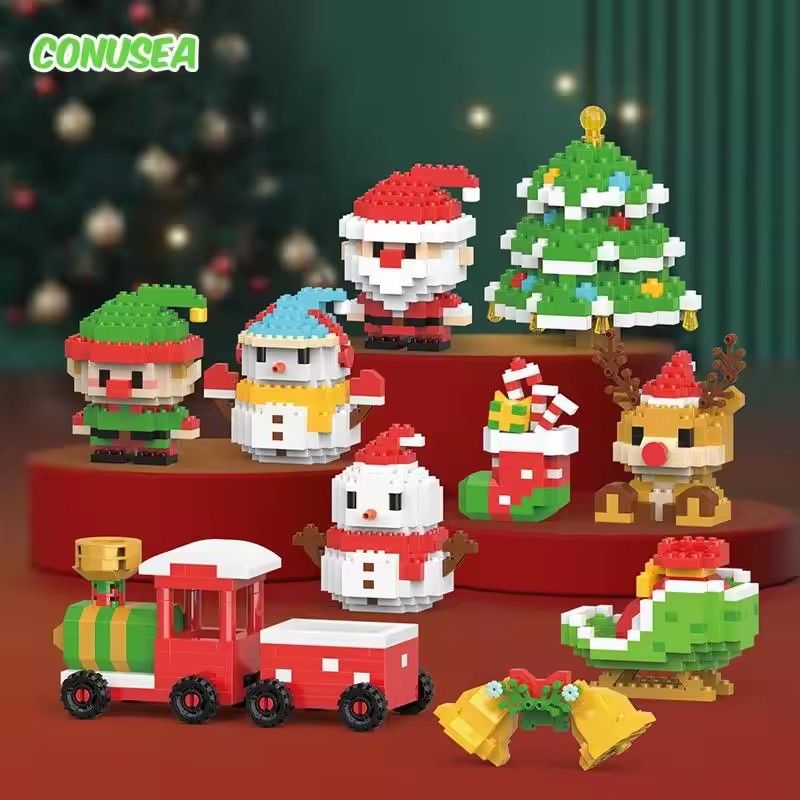 1PCChristmas Gifts Micro Building Block Series Santa Claus Reindeer Puzzle Assembling Bricks Table Decoration Toys Children Kids
