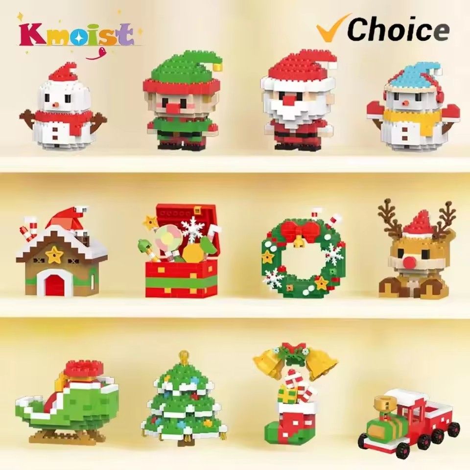 1PCChristmas Gifts Micro Building Block Series Santa Claus Reindeer Puzzle Assembling Bricks Table Decoration Toys Children Kids