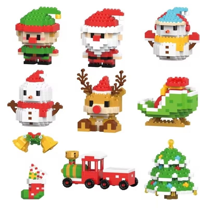 1PCChristmas Gifts Micro Building Block Series Santa Claus Reindeer Puzzle Assembling Bricks Table Decoration Toys Children Kids