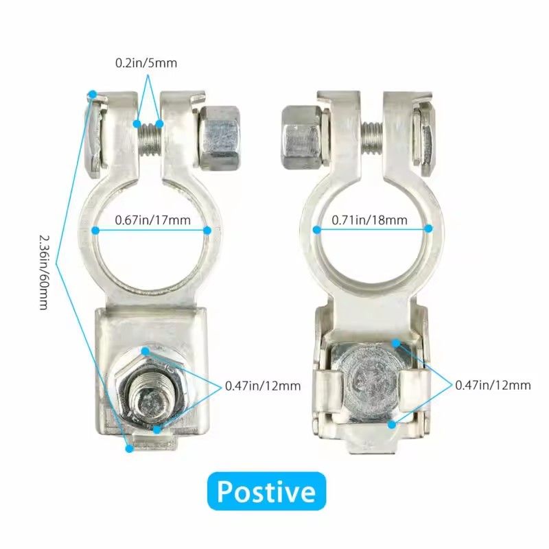 2Pcs Car Battery Terminal Wire Cable Clamp Top Quick Post Terminal Positive & Negative Electric Connector Clamps Auto Accessorie C-678