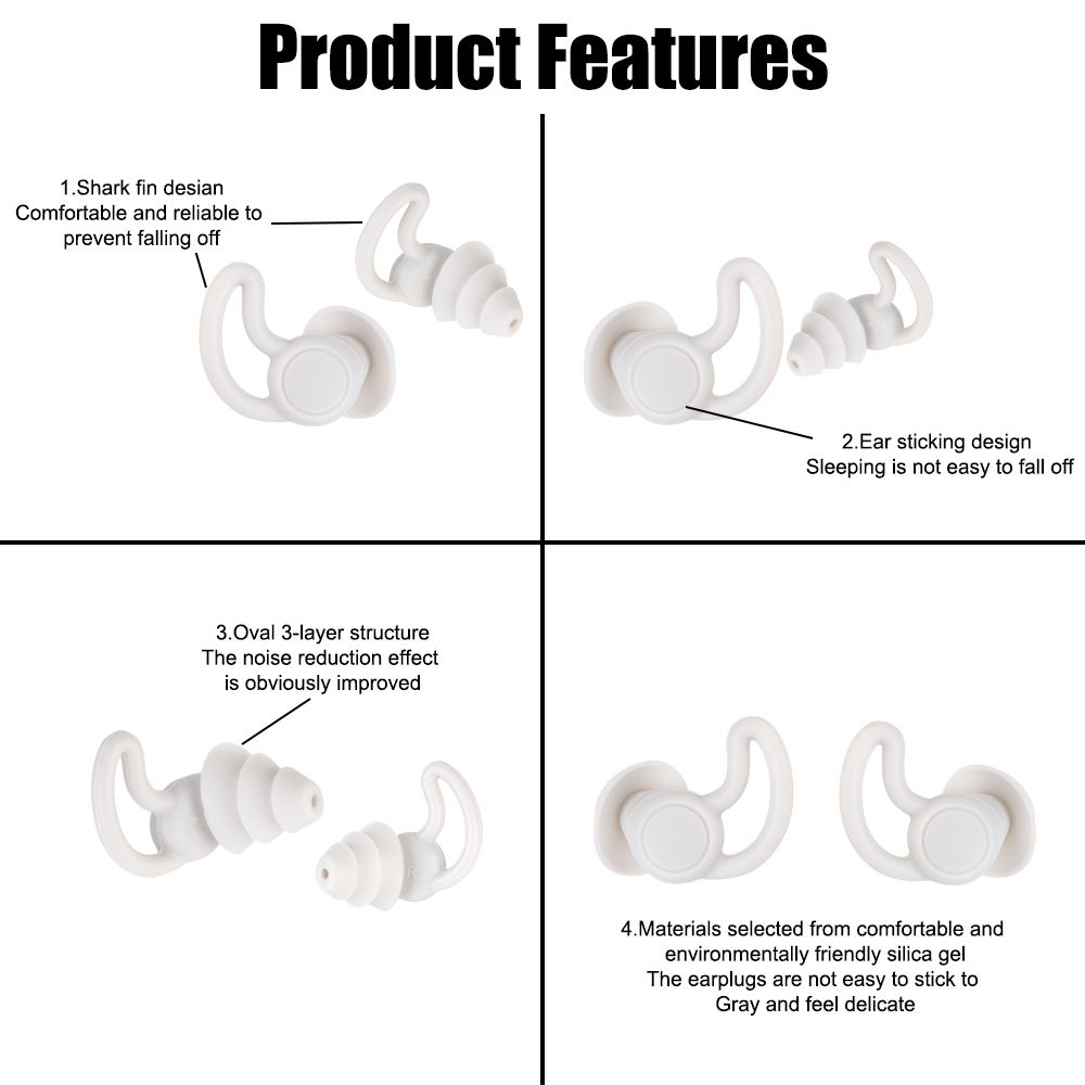 1Pair  Ear Plugs for Sleeping Noise Cancelling Reusable Soft Silicone Earplugs for Sleeping Studying Traveling Earing Protection