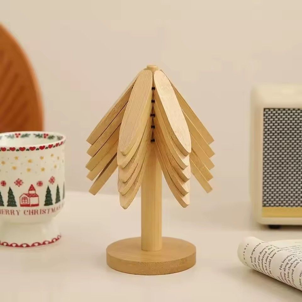1Set  Tree Design Stand Wooden Trivets Decorative Anti Scald Heat Resistant Table Mat Coaster Wood Placemats Pot