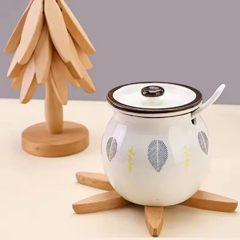 1Set  Tree Design Stand Wooden Trivets Decorative Anti Scald Heat Resistant Table Mat Coaster Wood Placemats Pot