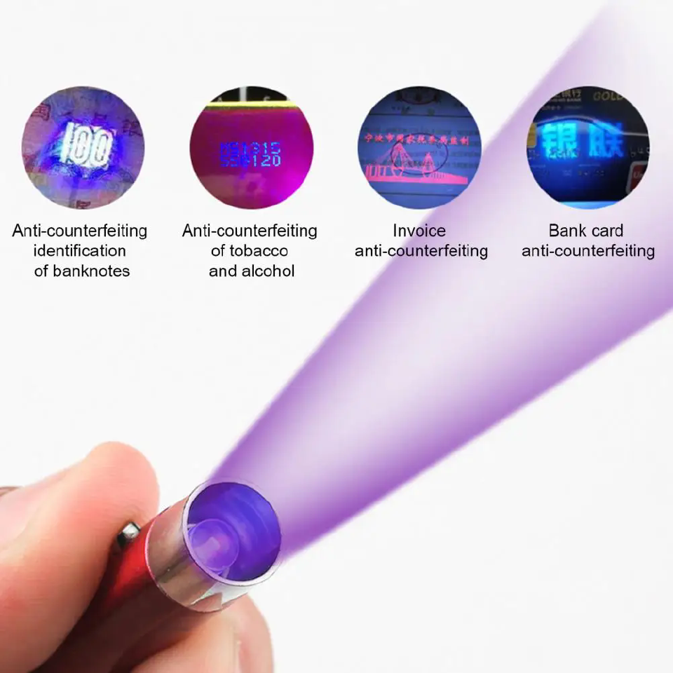 1PC Micro LED Flashlight Keychain Torch Outdoor Camping Emergency Light for Marker Checker Detection Anti-fake UV Light Key Ring