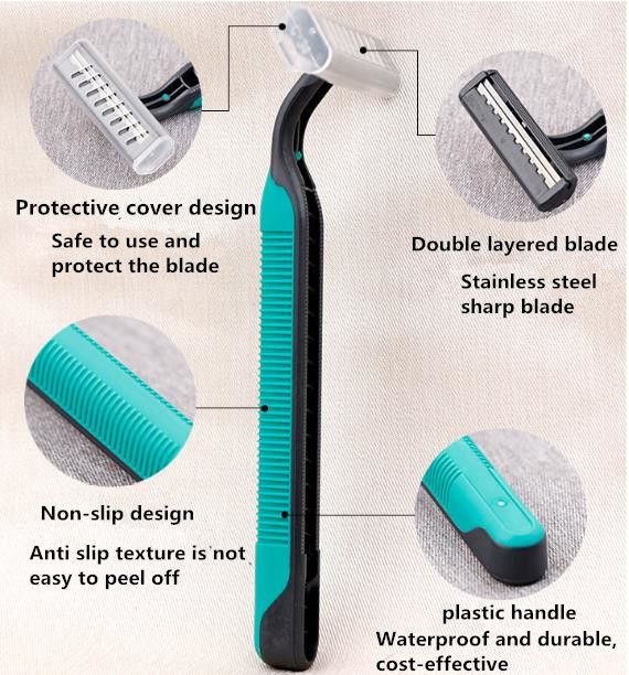 5PCS   Disposable Whiskers Shaving Shavers Body Trimmer Stainless 2 Layers Blade Razors for Men Women Hotel