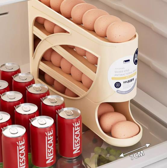 1PC  4 Layers Automatic Rolling Egg Holder Rack Fridge Egg Storage Box Container Kitchen Egg Dispenser Fridge Organizer Racks
