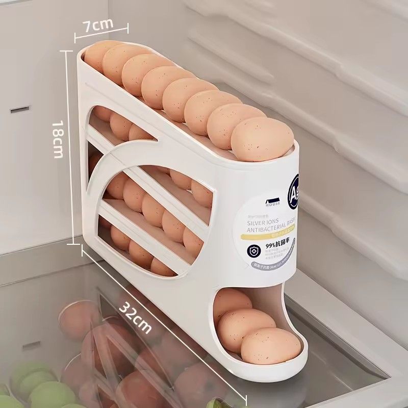 1PC  4 Layers Automatic Rolling Egg Holder Rack Fridge Egg Storage Box Container Kitchen Egg Dispenser Fridge Organizer Racks
