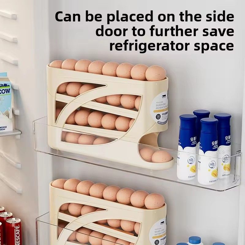 1PC  4 Layers Automatic Rolling Egg Holder Rack Fridge Egg Storage Box Container Kitchen Egg Dispenser Fridge Organizer Racks