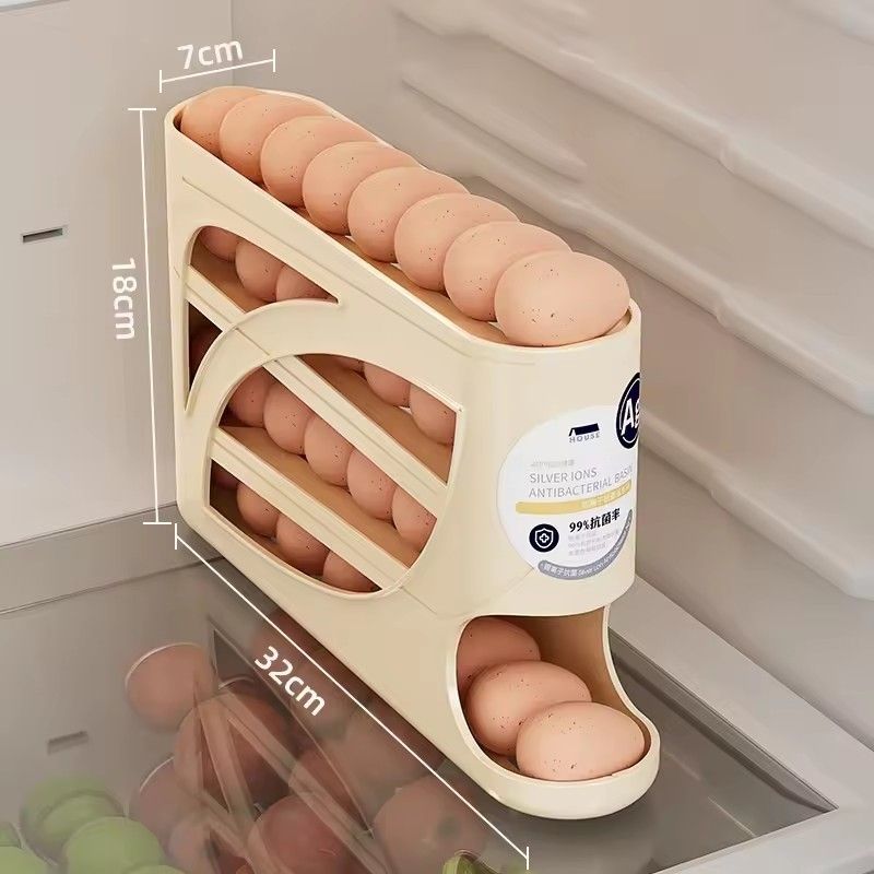 1PC  4 Layers Automatic Rolling Egg Holder Rack Fridge Egg Storage Box Container Kitchen Egg Dispenser Fridge Organizer Racks