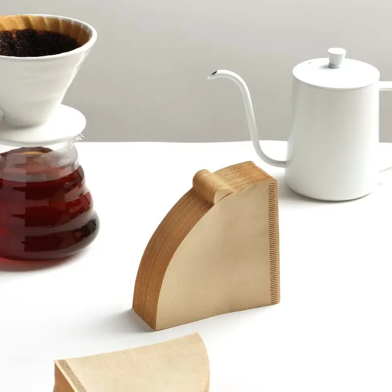 100Pcs Coffee Filter Paper Hand-brewed Coffee Special Conical Wood Pulp Portable Pull-out Drip Filter Paper Household Cafe Tools