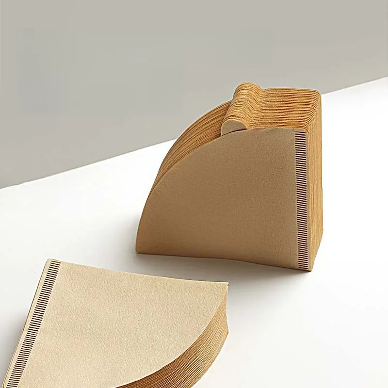 100Pcs Coffee Filter Paper Hand-brewed Coffee Special Conical Wood Pulp Portable Pull-out Drip Filter Paper Household Cafe Tools