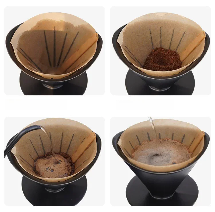 100Pcs Coffee Filter Paper Hand-brewed Coffee Special Conical Wood Pulp Portable Pull-out Drip Filter Paper Household Cafe Tools