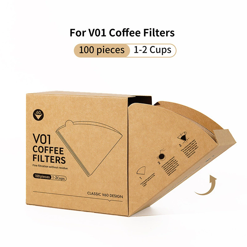 100Pcs Coffee Filter Paper Hand-brewed Coffee Special Conical Wood Pulp Portable Pull-out Drip Filter Paper Household Cafe Tools