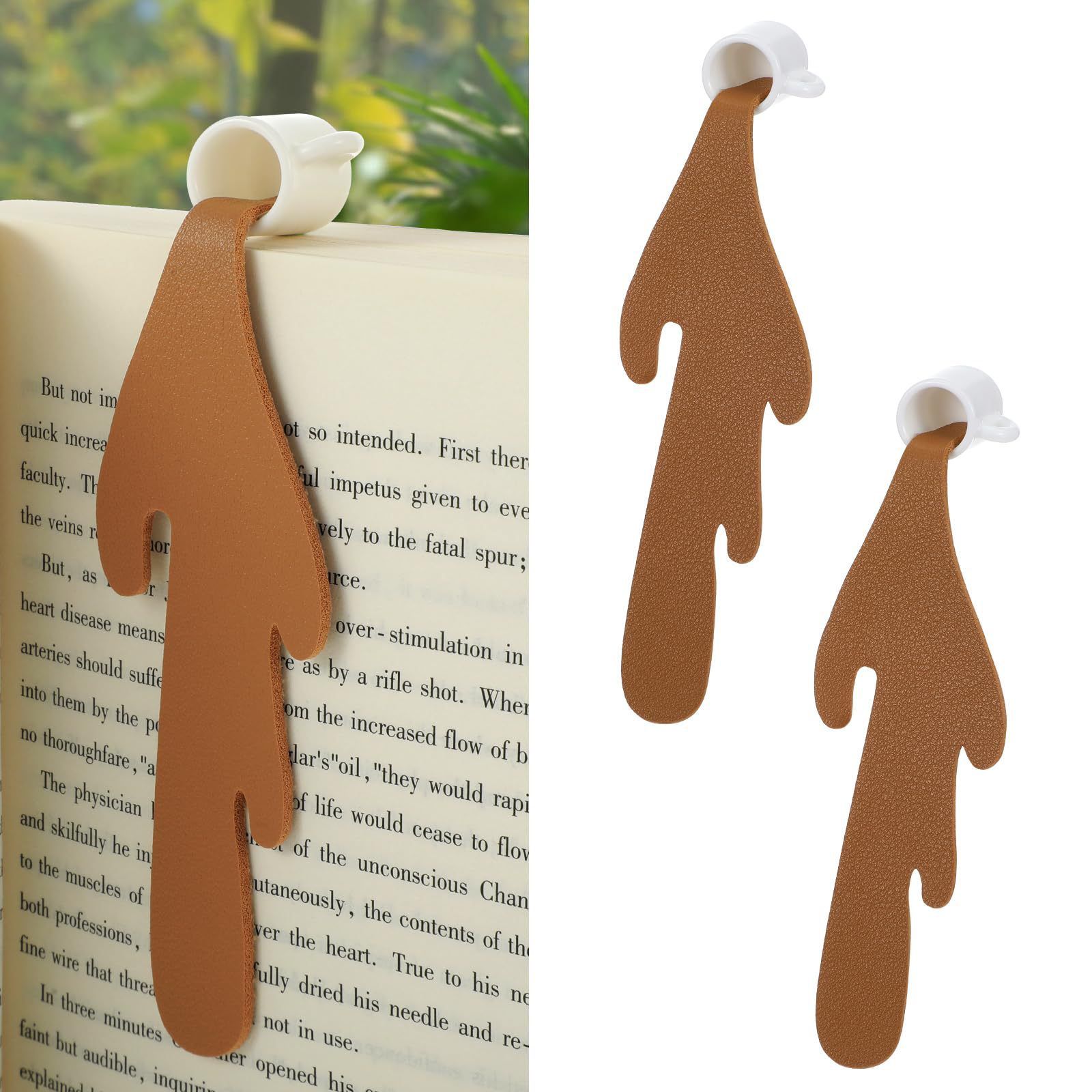 2PCCute Spilled Coffee Bookmark Corner Marker for Reading Funny Bookmarks for Reading Corner Bookmark Stationery School Supplies
