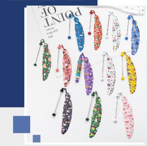 1PC  Christmas and Halloween Feather Bookmarks Handmade Beaded Metal Bookmarks Student Reading Tags Page Clip