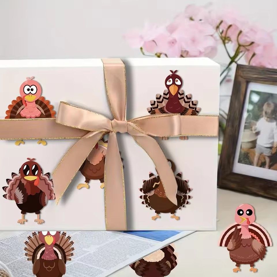 24PCS Cartoon Stickers Thanksgiving Turkey Puzzle DIY Stickers