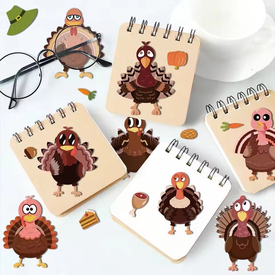 24PCS Cartoon Stickers Thanksgiving Turkey Puzzle DIY Stickers