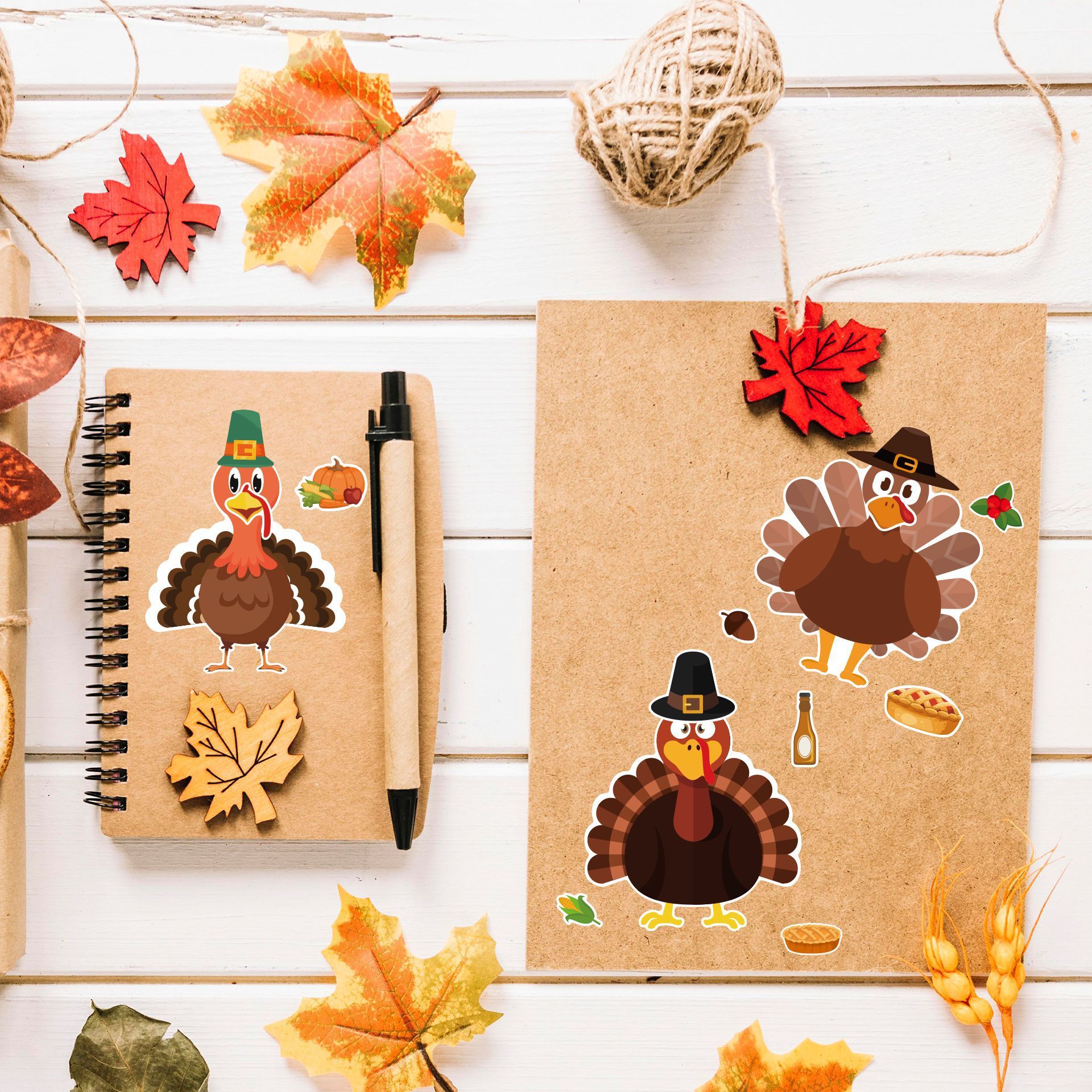 24PCS Cartoon Stickers Thanksgiving Turkey Puzzle DIY Stickers
