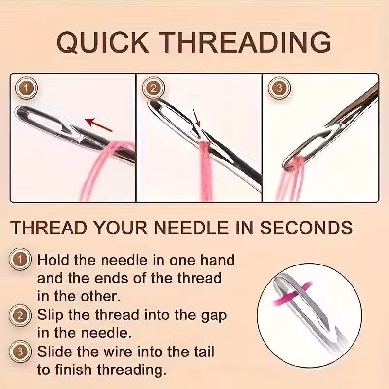 30PCS Blind Sewing Needle Elderly Stainless Steel Quick Automatic Self-Threading Needle Stitching Pins DIY Punch Needle Threader