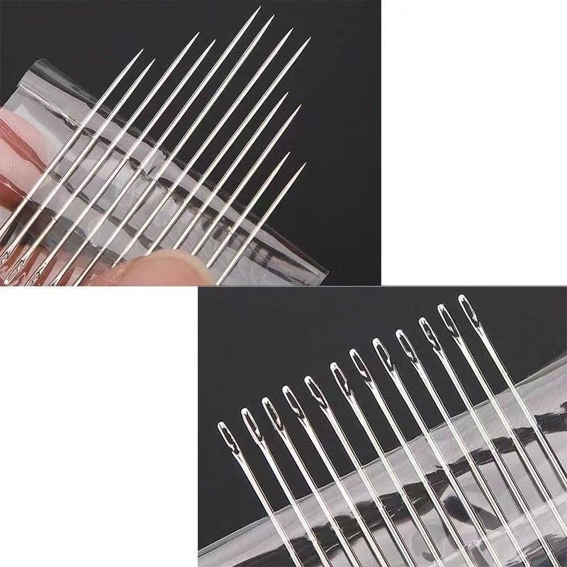 30PCS Blind Sewing Needle Elderly Stainless Steel Quick Automatic Self-Threading Needle Stitching Pins DIY Punch Needle Threader