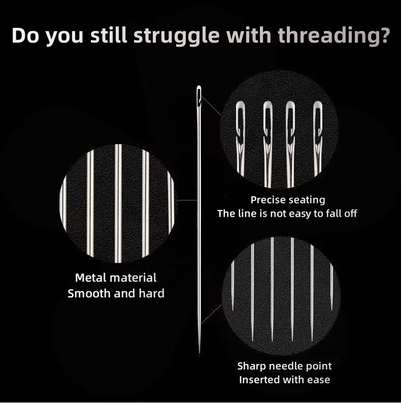 30PCS Blind Sewing Needle Elderly Stainless Steel Quick Automatic Self-Threading Needle Stitching Pins DIY Punch Needle Threader