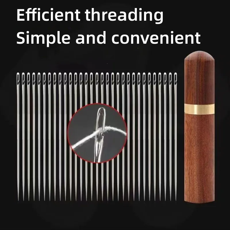 30PCS Blind Sewing Needle Elderly Stainless Steel Quick Automatic Self-Threading Needle Stitching Pins DIY Punch Needle Threader