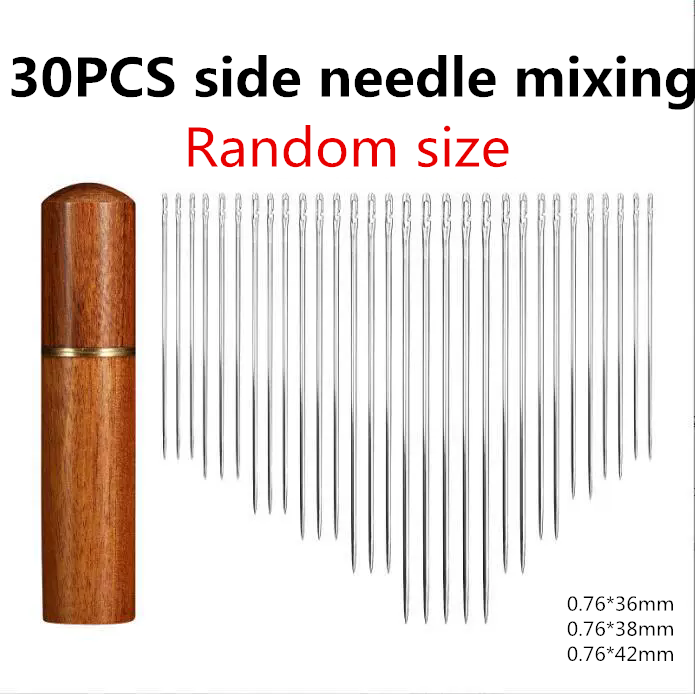 30PCS Blind Sewing Needle Elderly Stainless Steel Quick Automatic Self-Threading Needle Stitching Pins DIY Punch Needle Threader