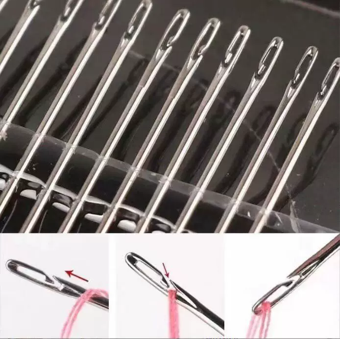 30PCS Blind Sewing Needle Elderly Stainless Steel Quick Automatic Self-Threading Needle Stitching Pins DIY Punch Needle Threader
