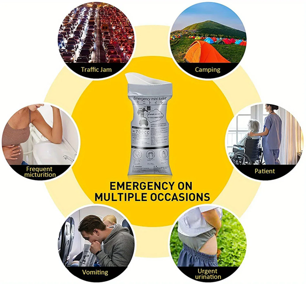 4PCS Outdoor Emergency Urine Bag 700ml Emergency Vehicle Toilet Travel Bag Portable Urine Bag For Baby Girls And Baby Boys